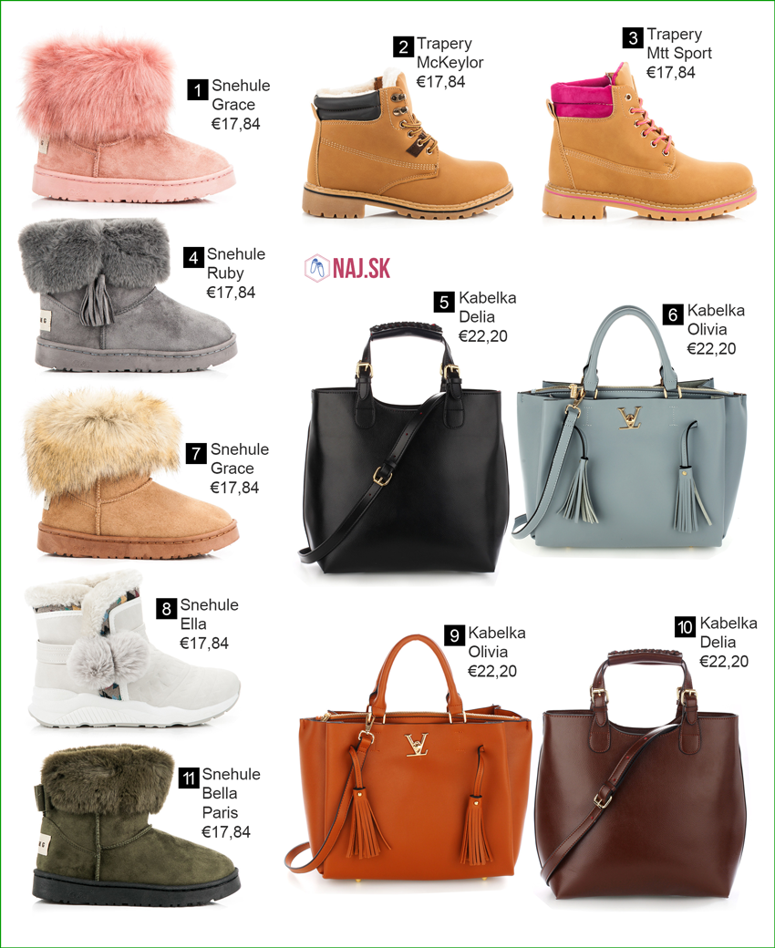 Snehule, kabelky, trapery